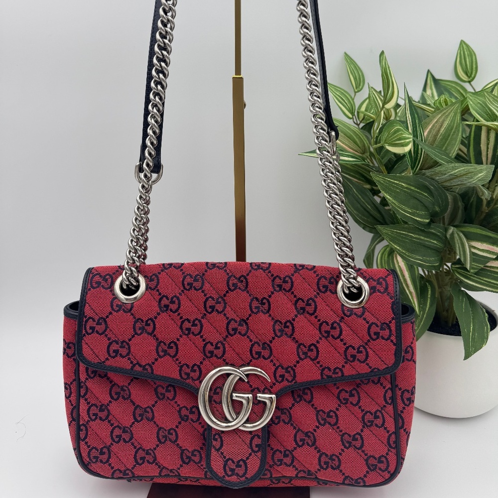 Gucci GG Marmont Limited Edition Shoulder Bag – Red/Blue GG Canvas